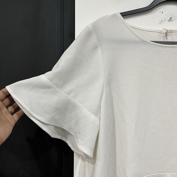 Madewell White Flare Hem Blouse Flowy Top Size Large - Picture 2 of 5